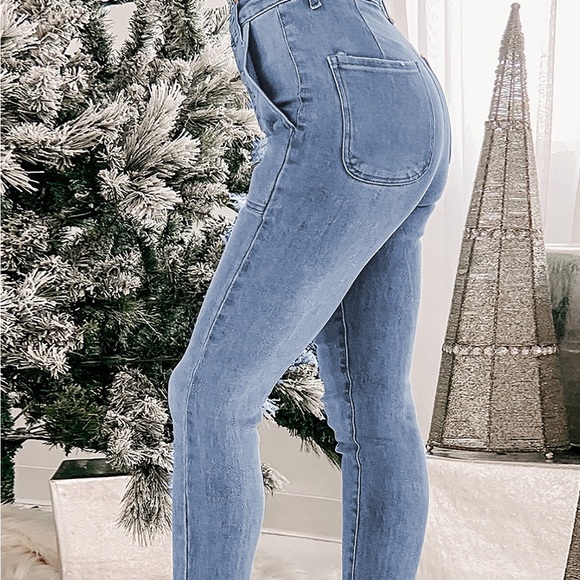 🎄Button Fly Center Seam High Rise Jeans - Picture 4 of 9